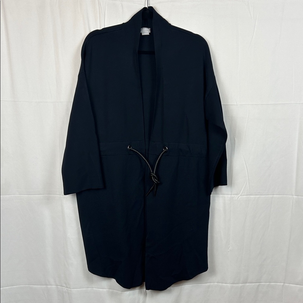 Chico's Midnight Blue Open-Front Poncho with Black Tie